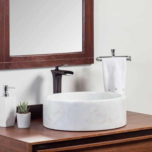 EdenBath Eden Bath 14'' White Stone Circular Vessel Bathroom Sink Wayfair